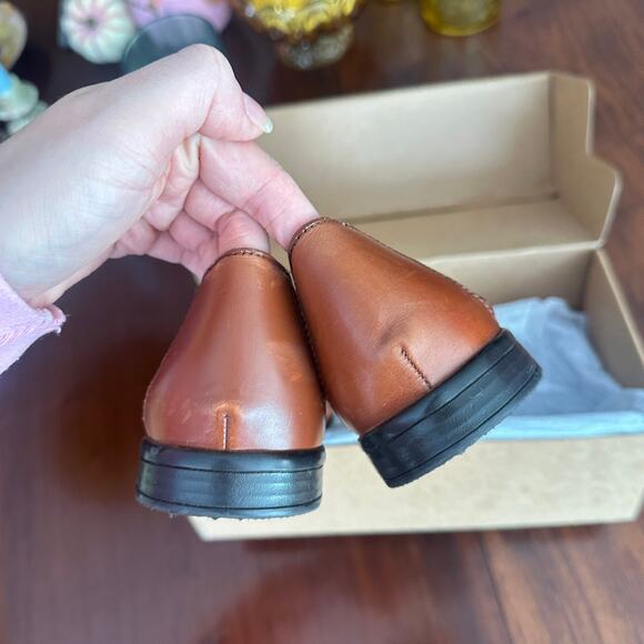 Trotters Sz 8 WW Liz Slip-On Loafer Chestnut Brown Woven Leather Quiet Luxury - Picture 4 of 8